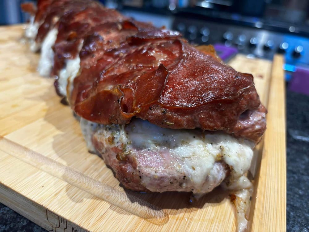 Close up of cooked pork loin
