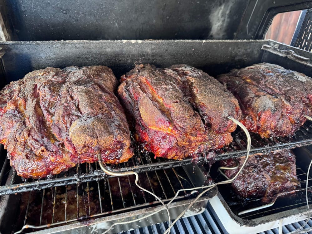 4 Pork Butts nearly cooked