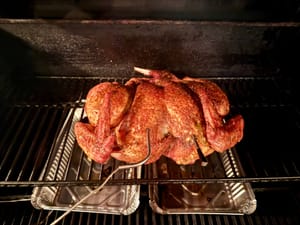 Spatchcocked Turkey cooking